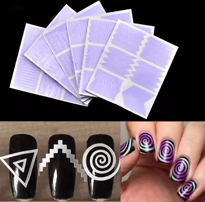 12pcs Nail Art Guide Tips Hollow Stencils Sticker French Manicure Template NH21 • $4.95