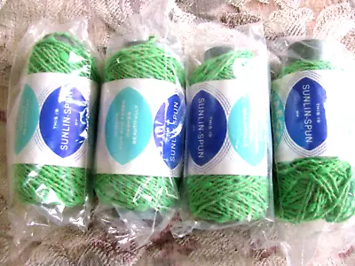 Lot Of 4 Vtg Bernat Sunlin Spun By Jaeger Rare LIME PUNCH GREEN YARN Skeins • $9.50