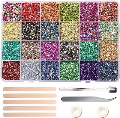 Crushed Glass For Resin Chunky Glitter 24 Colors Irregular Crystal Chips For... • £21.95
