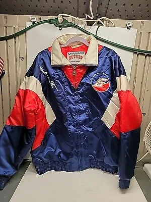 Vintage Mark Martin #6 Nutmeg Racing Nylon Bomber Jacket Size Large Blue Nascar • $39.99