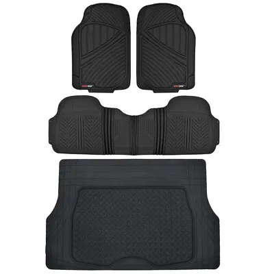 Black FlexTough 4PC Floor Liners Cargo Mat All Weather HD Rubber Mats Package • $69.95