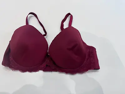 Body Flirt Bra Underwired Padded Memory Foam Cups Lace Detail Bra Size 38B Red • £8.99