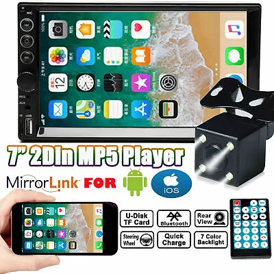 7  Double 2 Din Touch Screen Car MP5 MP3 Player Bluetooth Stereo FM Radio+Camera • $50.40