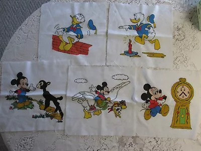 Fabric Panels Mother Goose Mickey Mouse Disney Donald Duck Nursery Rhymes Set/5 • $13