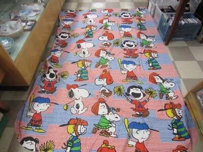 Vintage Peanuts Snoopy Charlie Brown Sheet Blanket 106 X 78 Sports Cheerleading • $49.99