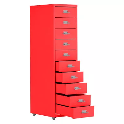 10 Tier Red/White/Black Home Office Filing Cabinet Storage Cupboard Side Cabinet • £95.95