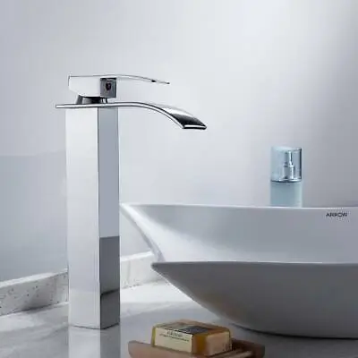 £35.69 • Buy Waterfall Tall Bathroom Taps Sink Counter Basin Mixer Chrome Square Mono Faucet