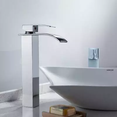 £35.69 • Buy Waterfall Tall Bathroom Taps Sink Counter Basin Mixer Chrome Square Mono Faucet