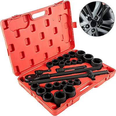 VEVOR 3/4  Impact Socket Set 27 Pcs SAE 7/8 -2  & Metric 22-50 MM Standard Kit • $127.99