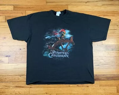 Vintage The Disney Store Pirates Of The Caribbean Movie Promo Black Shirt Sz XL • $48.47