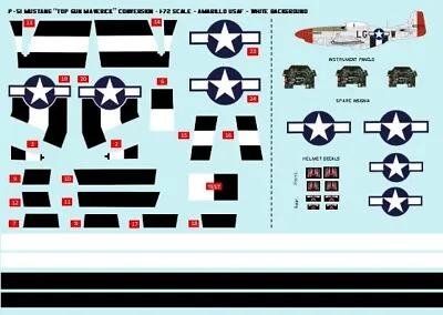 1:72 Top Gun P-51 Mustang Conversion Decals • £7