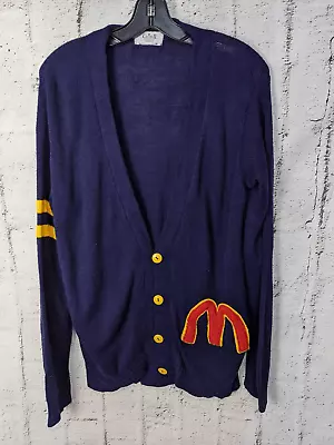 RARE 80S Vintage MCDONALDS Navy Knitted Cardigan Sweater Uniform • $75