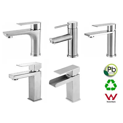 Brushed Nickel Basin Mixer Bathroom Sink Tap Cabinet Vanity Faucet Square Round • $71.50