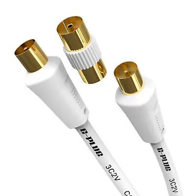 Coaxial TV Aerial Cable Coax Straight Extension Lead Male To Male Antenna Wire • £9.49