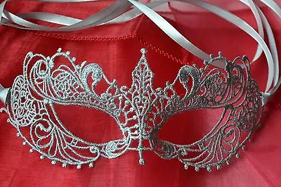 Silver Grey Masquerade Mask Lace New Year Party Masked Balls Events & Weddings • £9.99