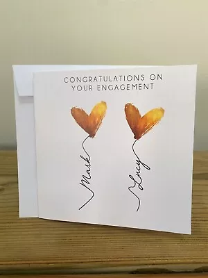 Engagement Card - Congratulations Card - Handmade - Personalised With Names • £2.99