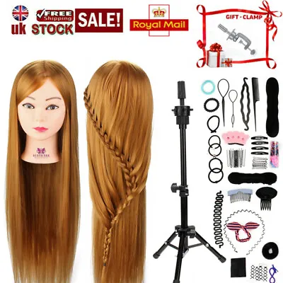 £33.99 • Buy 22-30'' Training Head 50% Real Hair Practice Hairdressing Styling Mannequin Doll