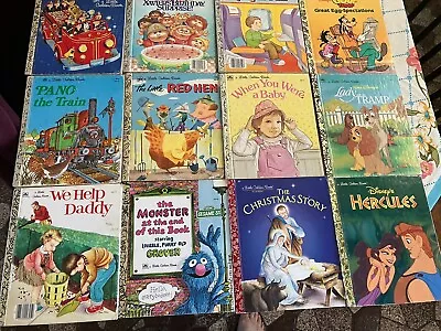 VINTAGE LOT OF 12 LITTLE GOLDEN BOOKS DISNEY SESAME ST CABBAGE PATCH KIDS 60s-90 • $17