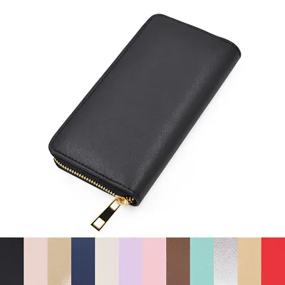 Premium Vegan Saffiano Leather Continental Zip Around Wallet - Diff Colors • $12.99