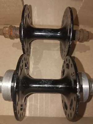 Old School Bmx High Flanged Suzue Hubs Front And Rear Black Hubs In Black (nos) • $200