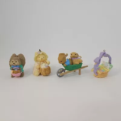 $12.75 • Buy Hallmark Easter Lot 4 Vintage Ornaments Barrow Of Giggles Basket Teddy Bear 90's
