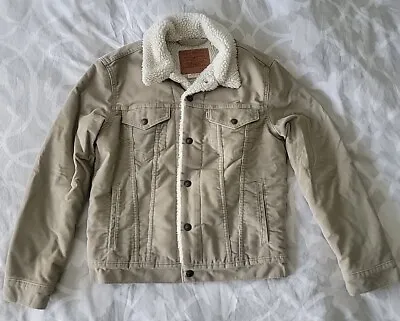 Levi's Men's Corduroy Sherpa Trucker Jacket S Tan Snap Button • $49.99