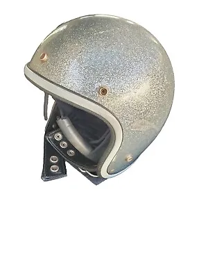 Vintage Arthur Fulmer AF 20 Open Face Motorcycle Helmet Silver Metal Flake • $125