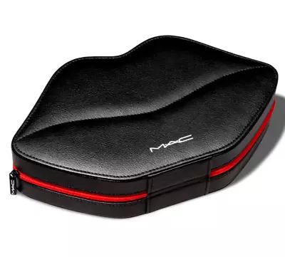 MAC Cosmetics Lip Shaped Makeup Case Vanity Storage Box ~ Black Faux Leather NIP • $36.95