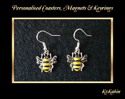 £3.75 • Buy Bumble Bee Enamel Silver Charm Drop Hook Earrings  Fashion Jewelry Novelty Gift