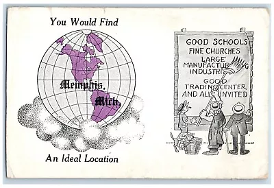 1913 You Would Find Memphis Michigan MI Globe Map Posted Antique Postcard • $14.98