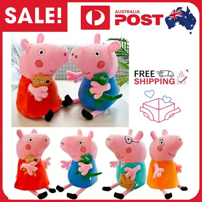  30cm/40cm Peppa-Pig Plush Toy George Peppa Dad Mum Soft Stuffed Doll Kids Gifts • $24.59