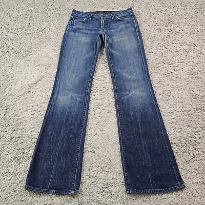 7 For All Mankind Jeans Womens 28 Boot Cut Low Rise Dark Wash Stretch USA 29x33 • $12.49