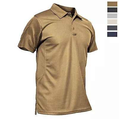 Men's Short Sleeve Tactical Polo Shirts Quick Dry Team Combat Work Casual Golf T • $18.98
