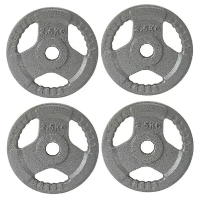 $27.99 • Buy 2.5kg Standard Weight Plates Set Solid Cast Iron Hammertone Weightlifting 25mm