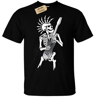 £10.95 • Buy Mens PUNK SKELETON T-Shirt S-5XL Guitar Rock Goth Skull Biker Music Plus Size