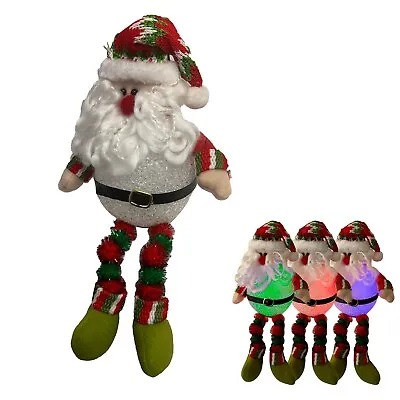 2 X FLASHING LED SANTA FATHER CHRISTMAS ORNAMENT BAUBLE Sitting Decoration Tree • £6.99