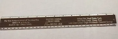 Advertising Wood Grain Laminate Vtg Ruler Teletype Credit Union Bank MCM Retro • $14.99