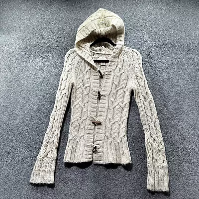 VTG Abercrombie And Fitch Hooded Cardigan Sweater Women M Alpaca Toggle Hoodie • £25.19