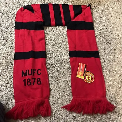 Manchester United FC Black Stripe Scarf - Authentic Apox 6 1/2 Ft Long • $16.99