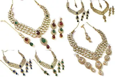 $12.27 • Buy Kundan Choker Necklace Set Gold Plated Bollywood Bridal Indian Fashion Jewelry