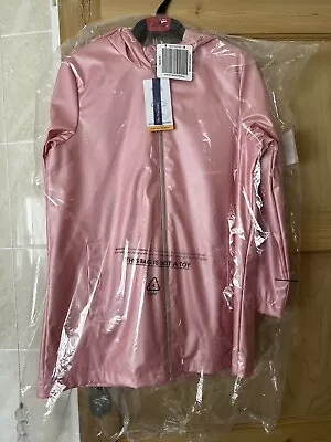 Girls Marks And Spencer Pink Waterproof PU Raincoat Mac Age 9-10 Bnwt • £18