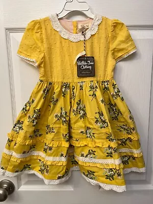 NWT Matilda Jane Toddler Girls Yellow Ruffles Lace Floral Print Dress Size 4 • $39.99