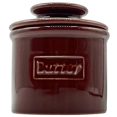 L. Tremain Beurre FRENCH CERAMIC BUTTER BELL Crock Dish Cup Burgundy Maroon Red • $24.99