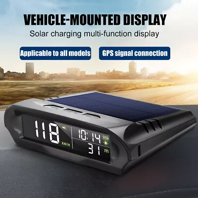 Wireless Car HUD HEAD-UP DISPLAY Solar Panel Digital Speedometer Universal GPS • $40.99