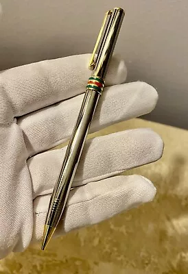 Vintage Gucci Sterling Silver Red & Green Enamel Stripes Ballpoint Pencil Italy • $250