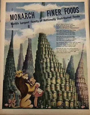 1948 Monarch Finer Foods Print Ad Vintage Lion King • $10.74