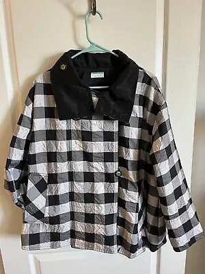 Mycra Pac One Black White & Gray Checked Reversible Jacket O-P  S M L • $34.99