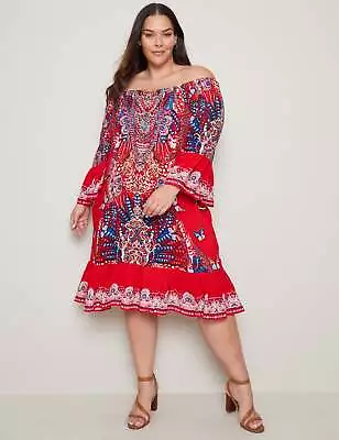 AUTOGRAPH - Plus Size - Womens Dress -  3/4 Frill Sleeve Summer Kaftan Dress • $29.92