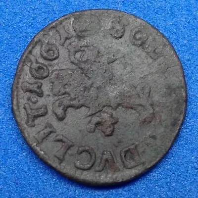 Poland Lithuania Solidus Szelag 1661 Copper Coin.  №118 • $12