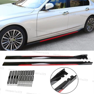 $53.95 • Buy Black+Red Sporty Side Skirts Rock Panel Lip Kit For VW Golf MK6 MK7 GTI Jetta